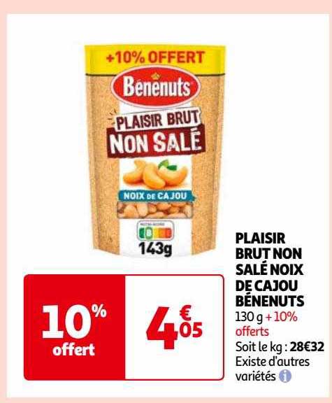 plaisir brut  non salé noix de cajou bénenuts
