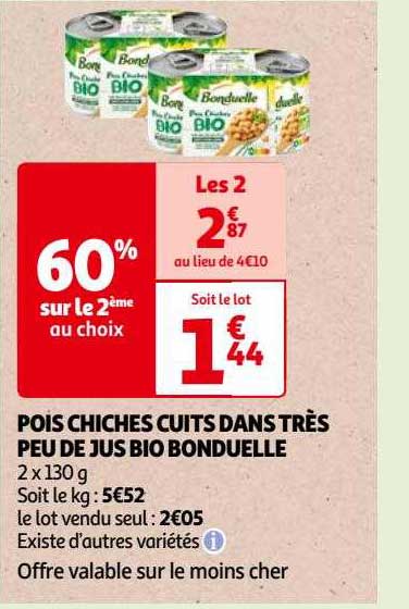 pois chiches cuits dans très peu de jus bio bonduelle