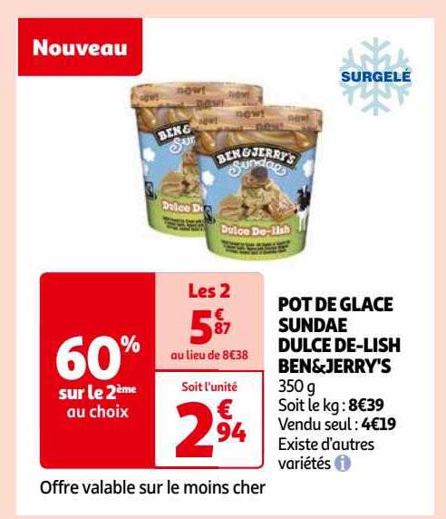 pot de glace sundae dulce de-lish ben & jerry's