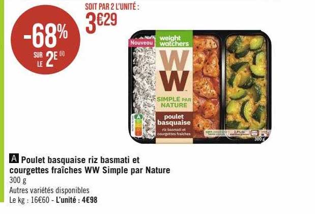 poulet basquaise riz basmati et courgettes fraîches ww simple par nature