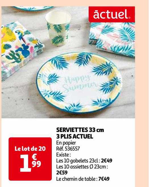 serviettes 33 cm 3 plis actuel