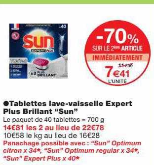 tablettes lave-vaisselle expert plus brillant "sun"