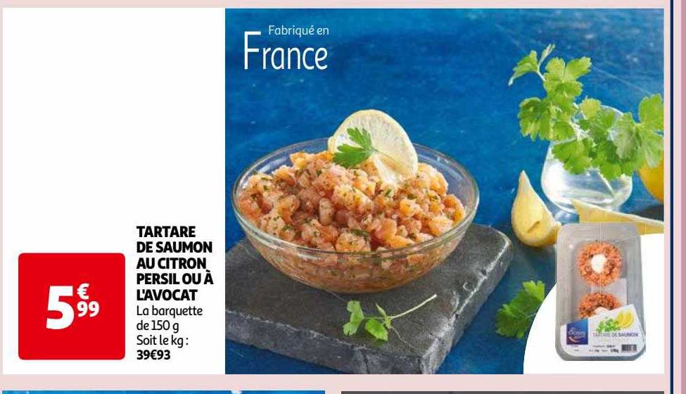 tartare de saumon au citron persil ou à l'avocat