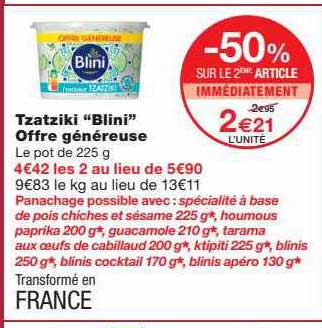 tzatziki "blini" offre généreuse