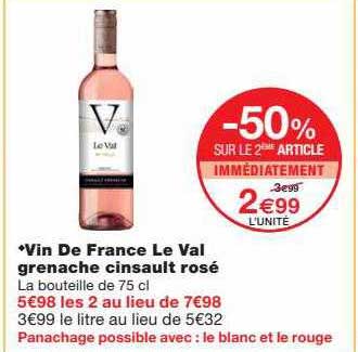 vin de france le val grenache cinsault rosé