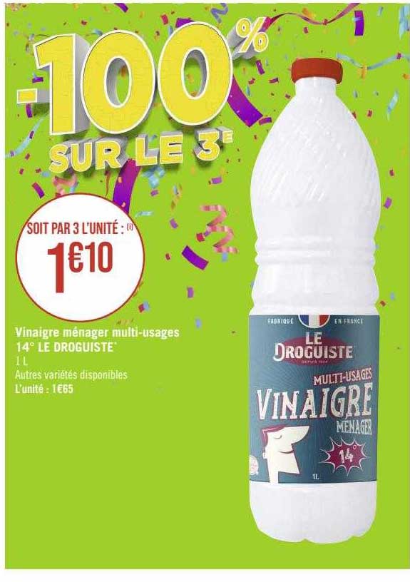 vinaigre ménager multi-usages 14° le droguiste