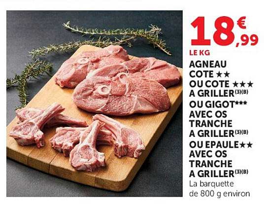 AGNEAU COTE OU COTE OU GIGOT AVEC OS TRANCHE OU EPAULE AVEC OS TRANCHE