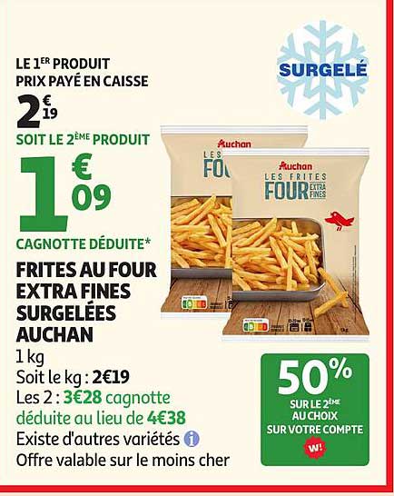 Auchan Frites au four extra fines surgelées