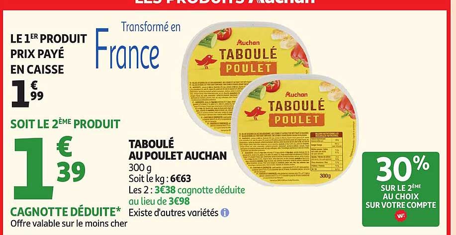 Auchan Taboulé Poulet