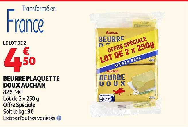 Beurre Plaquette Doux Auchan