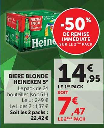 BIERE BLONDE HEINEKEN 5°