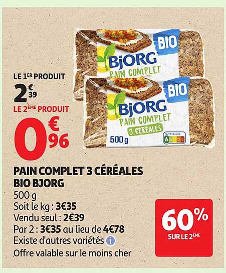 BIO BJORG PAIN COMPLET 3 CÉRÉALES