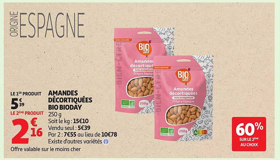 Bio Day Amandes décortiquées