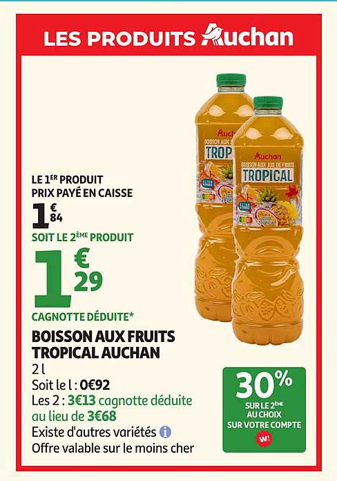Boisson aux fruits Tropical Auchan