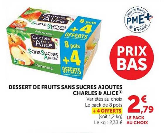 Charles & Alice Desserts de fruits sans sucres ajoutés