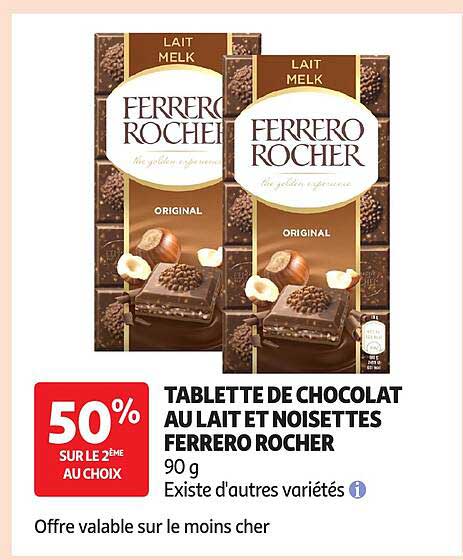 Ferrero Rocher Tablette de chocolat au lait et noisettes