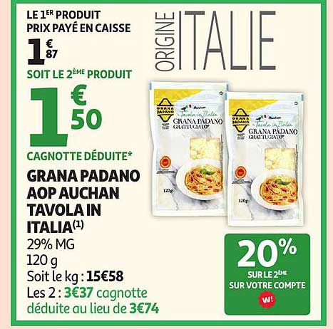 GRANA PADANO AOP AUCHAN TAVOLAIN ITALIA