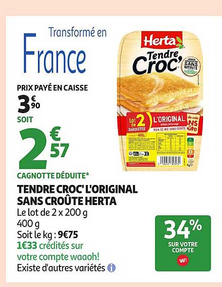 Herta Tendre Croc' L'original Sans croûte