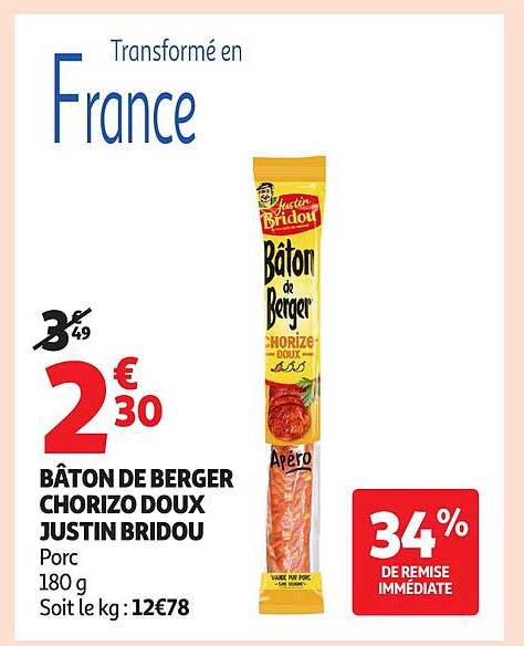 Justin Bridou Bâton de Berger Chorzo Doux
