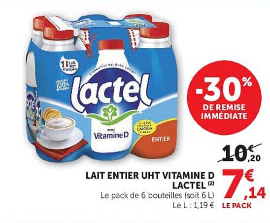 Lactel Lait entier UHT Vitamine D