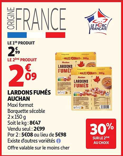 LARDONS FUMÉS AUCHAN