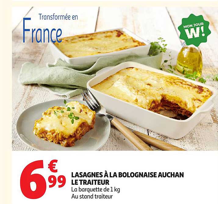 LASAGNES À LA BOLOGNAISE AUCHAN LE TRAITEUR