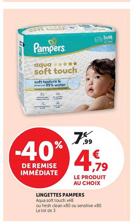 Lingettes Pampers Aqua soft touch