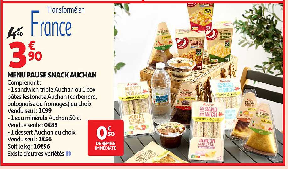 MENU PAUSE SNACK AUCHAN