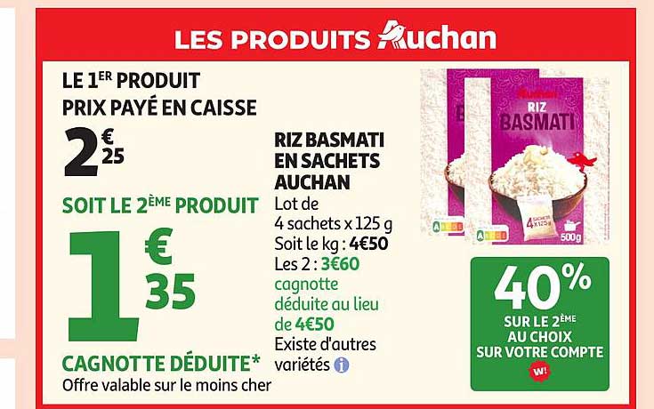 RIZ BASMATI EN SACHETS AUCHAN