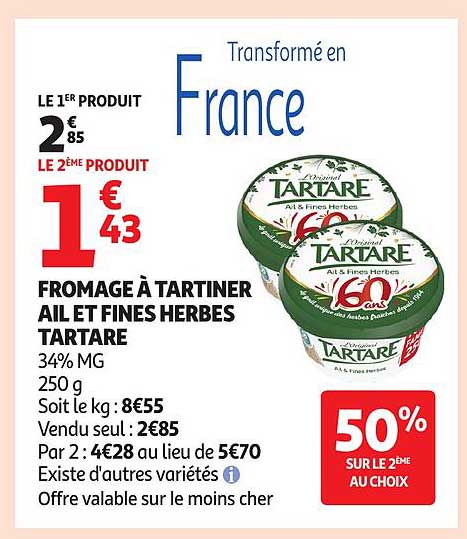Tartare Fromage à tartiner ail et fines herbes