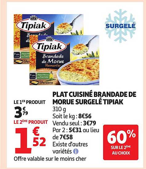 Tipiak Brandade de Morue Surgelée