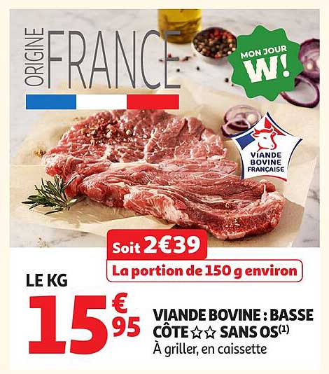 VIANDE BOVINE : BASSE CÔTE SANS OS