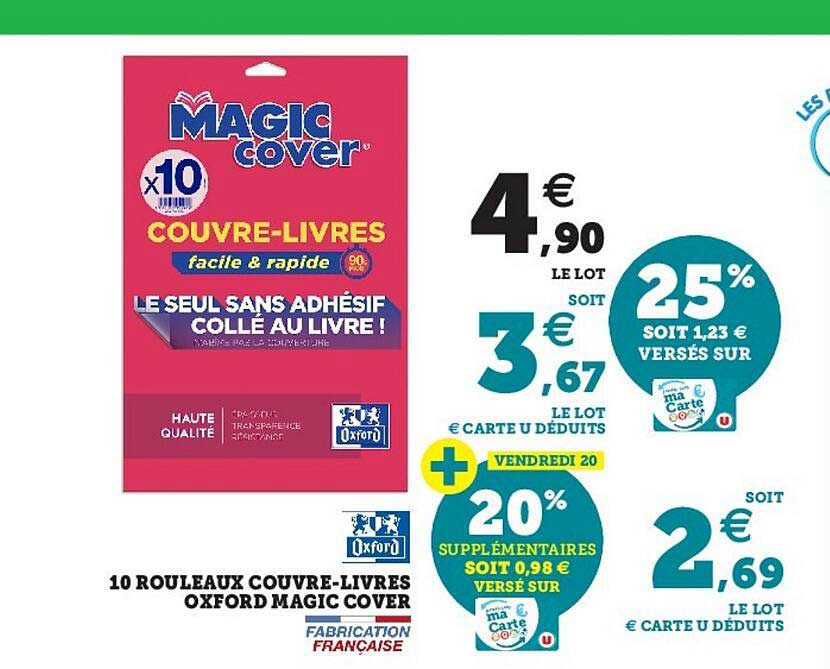 10 rouleaux couvre-livres oxford magic cover