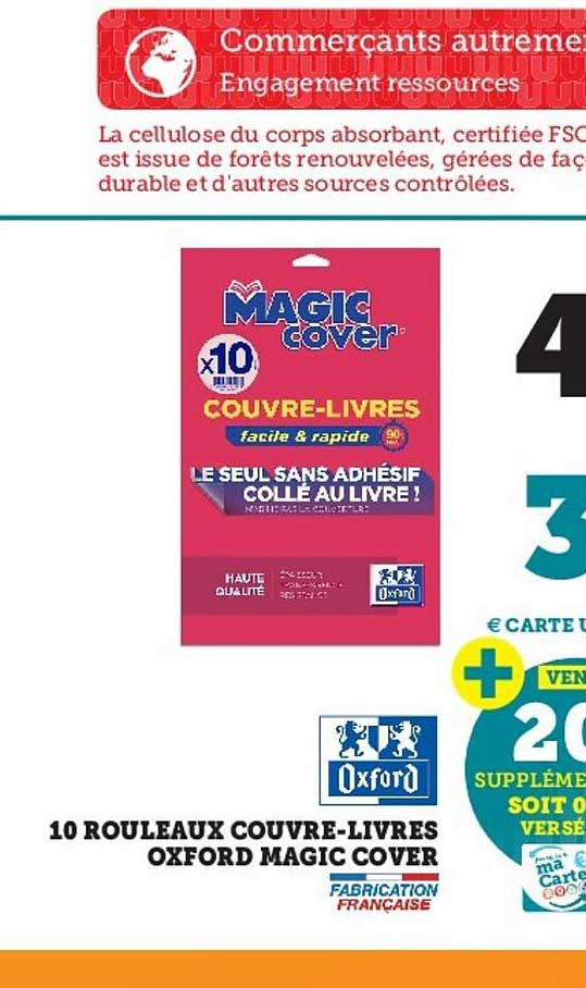 10 rouleaux couvre-livres oxford magic cover oxford