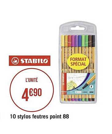 10 stylos feutres point 88 stabilo