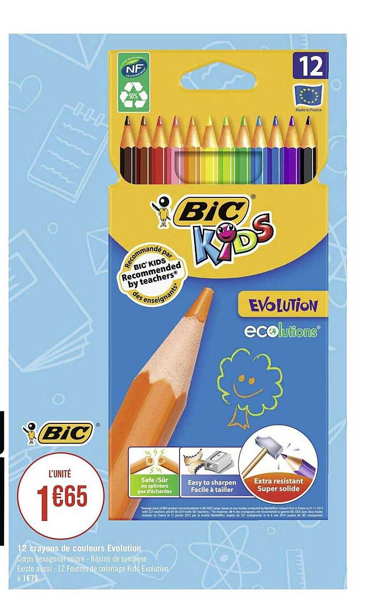 12 Crayons De Couleurs évolution Bic