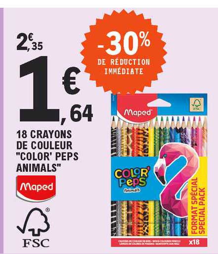 18 crayons de couleur "color' peps animals" maped