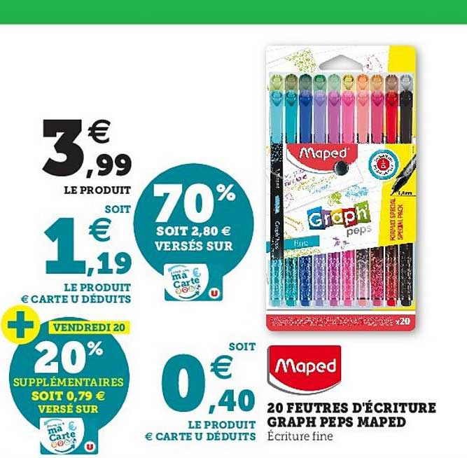 20 feutres d'écriture graph peps maped