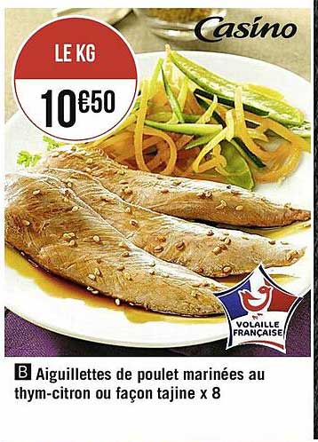 aiguillettes de poulet marinées au thym-citron ou façon tajine x8