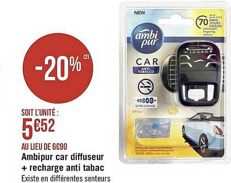 ambipur car diffuseur + recharge anti tabac