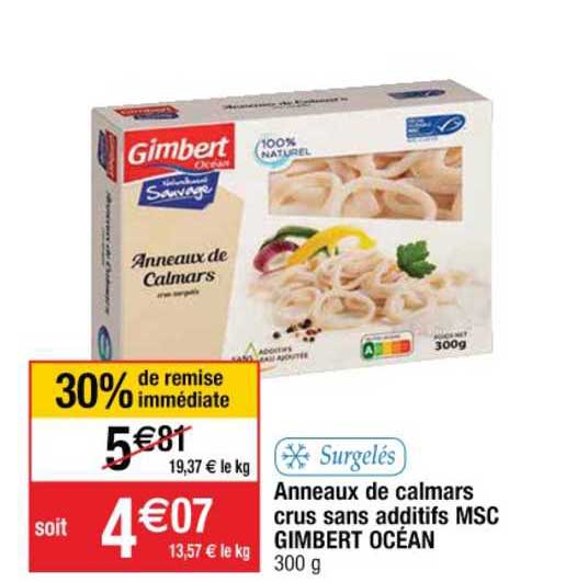 anneaux de calmars crus sans additifs msc gimbert océan