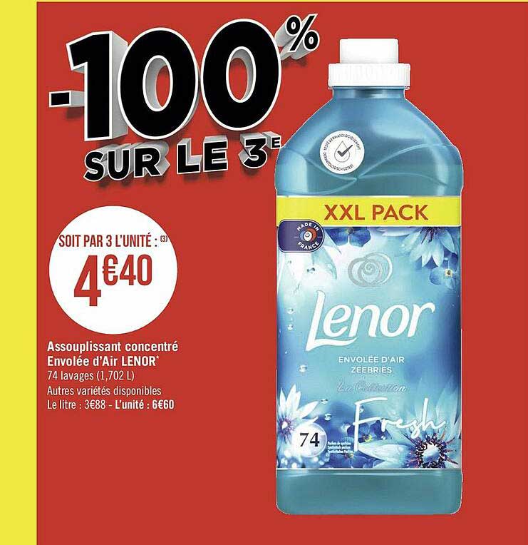 assouplissant concentré envolée d'air lenor