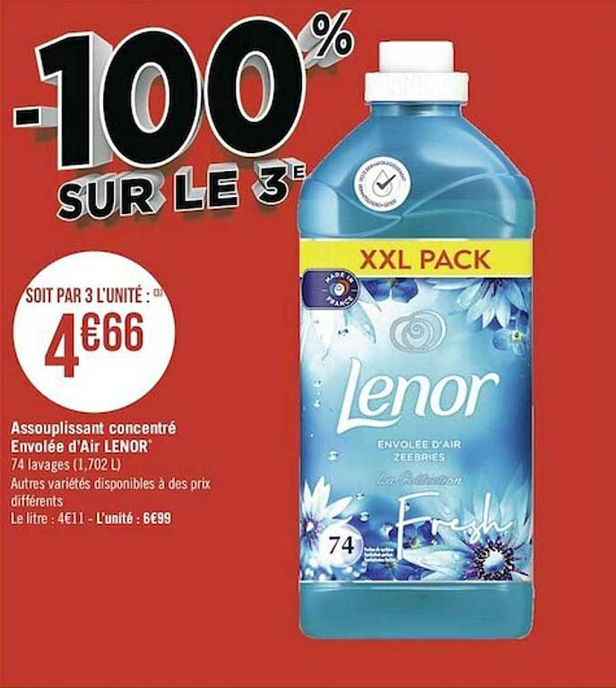 assouplissant concentré envolée d'air lenor