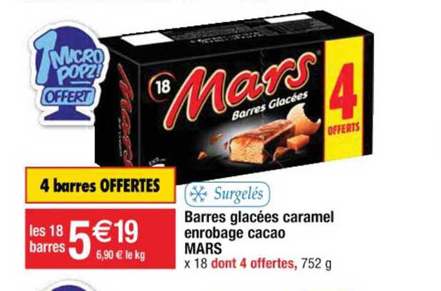 barres glacées caramel enrobage cacao mars