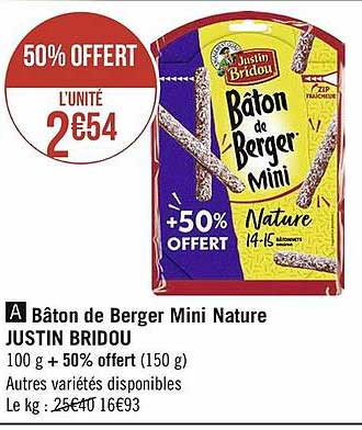 bâton de berger mini nature justin bridou