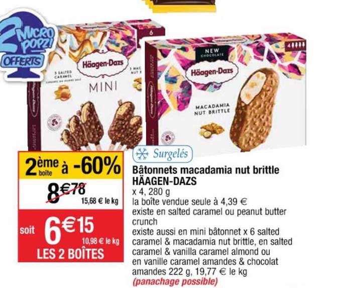 bâtonnets macadamia nut brittle häagen-dazs