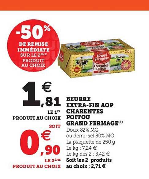 beurre extra-fin aop charentes poitou grand fermage