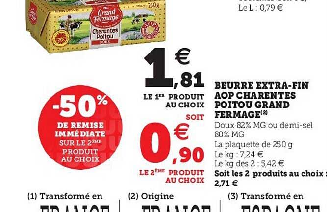 beurre extra-fin aop charentes poitou grand fermage