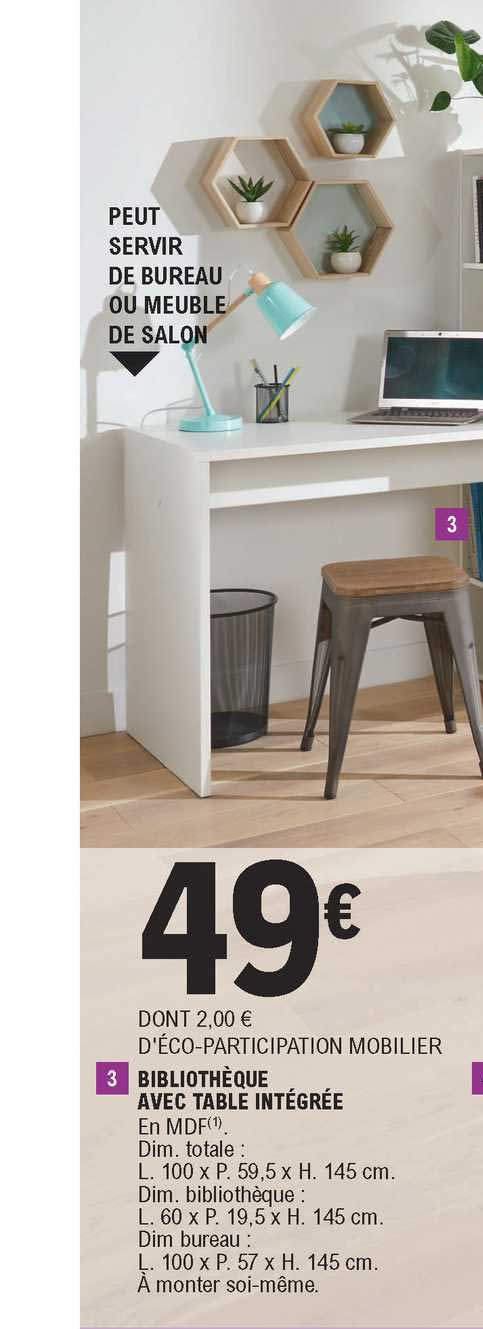 bibliothèque avec table intégrée