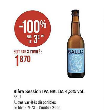 bière session ipa gallia 4,3% vol.